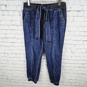 AMERICAN EAGLE | high waist tie waist denim jogger jeans